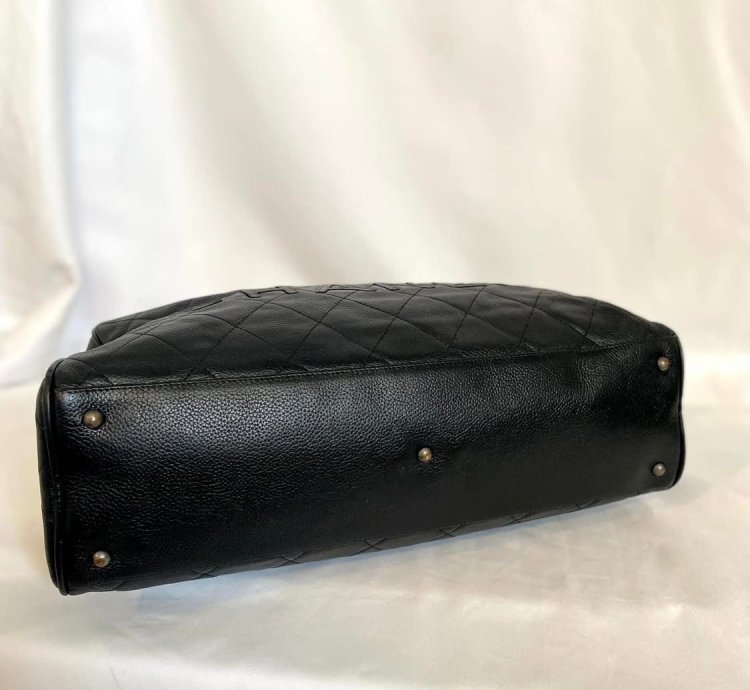 Black Chanel Lambskin Bowling Bag Duffle