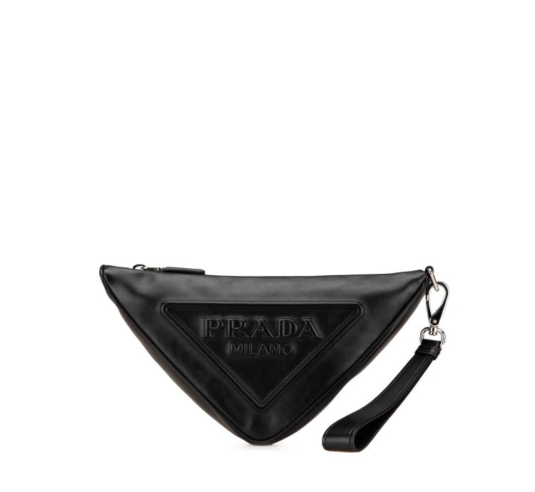 Black Grace Lux Triangle Logo Embossed Triangle Wristlet Pouch