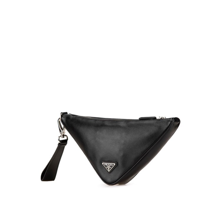 Black Grace Lux Triangle Logo Embossed Triangle Wristlet Pouch