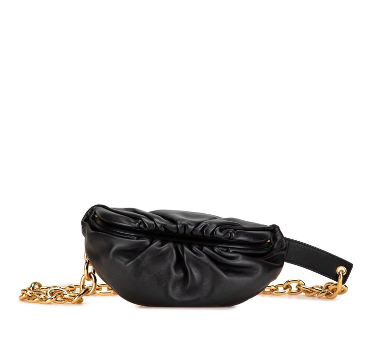 Black Lambskin Belt Chain Pouch