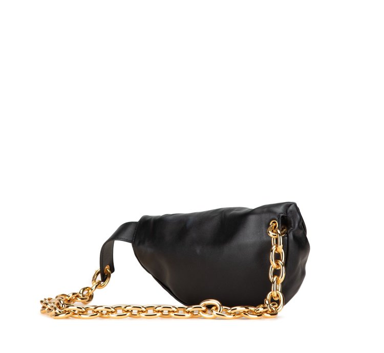 Black Lambskin Belt Chain Pouch