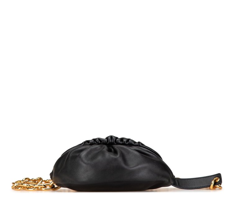 Black Lambskin Belt Chain Pouch