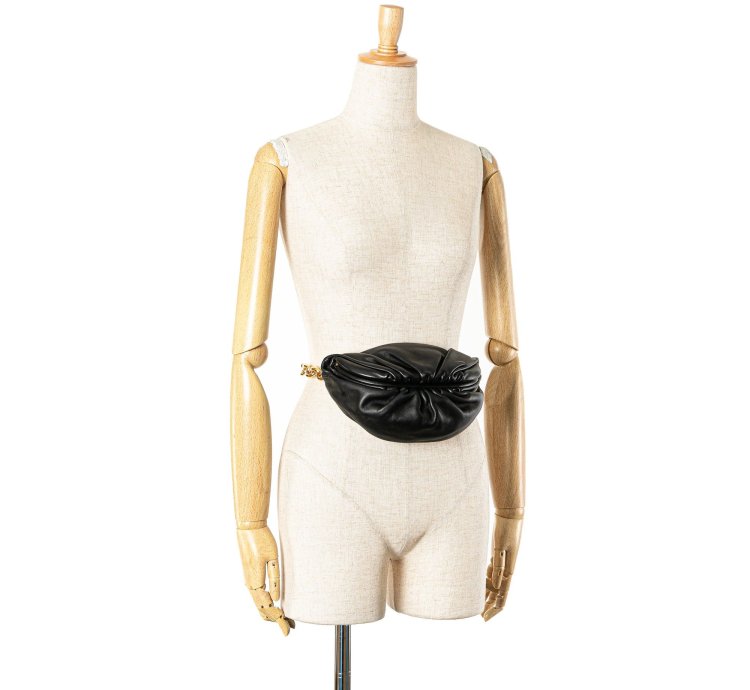 Black Lambskin Belt Chain Pouch