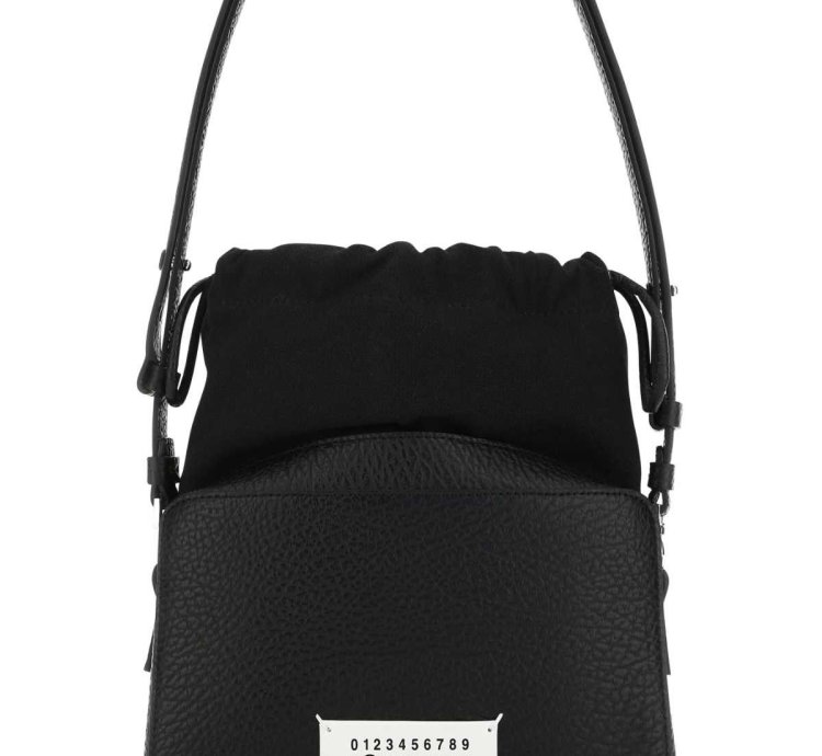 Black Leather And Fabric 5ac Bucket Bag