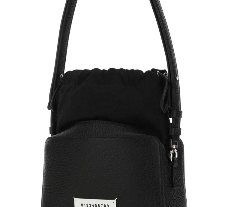 Black Leather And Fabric 5ac Bucket Bag