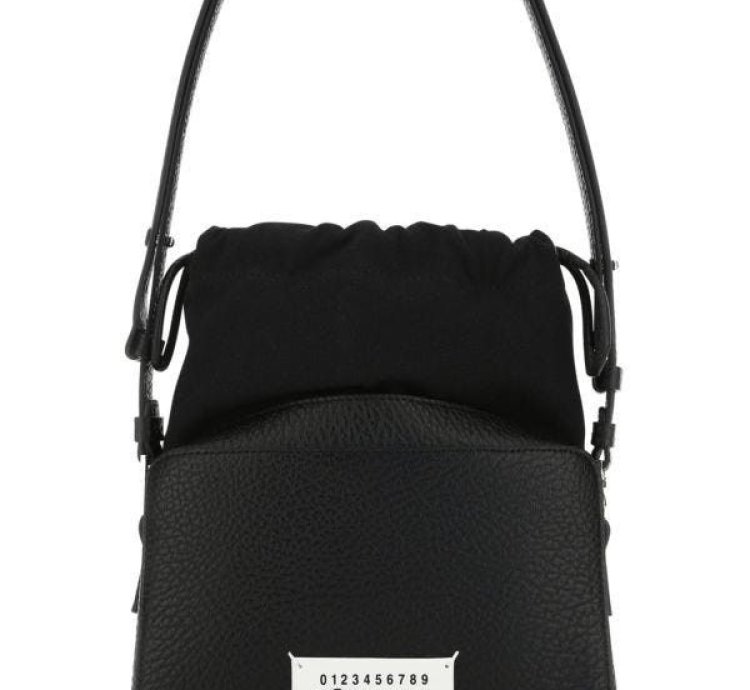 Black Leather And Fabric 5ac Bucket Bag
