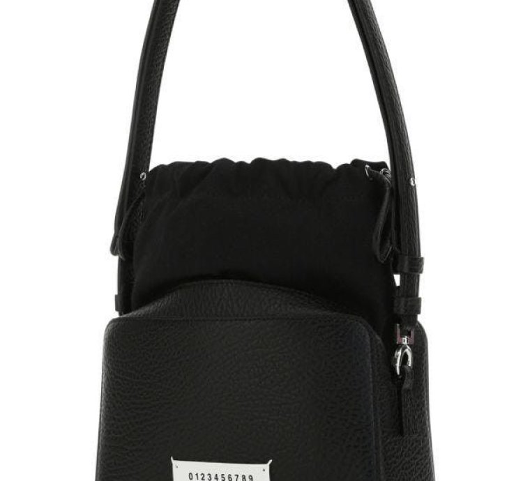 Black Leather And Fabric 5ac Bucket Bag