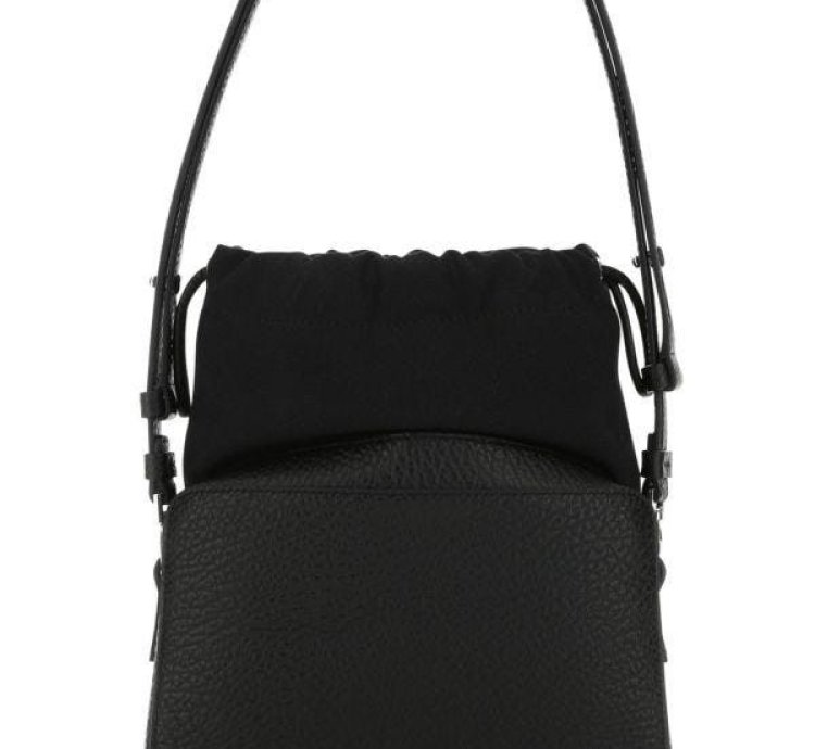 Black Leather And Fabric 5ac Bucket Bag