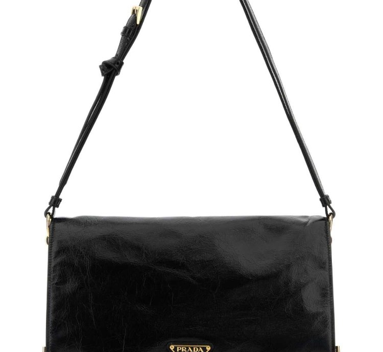 Black Leather Medium Shoulder Bag