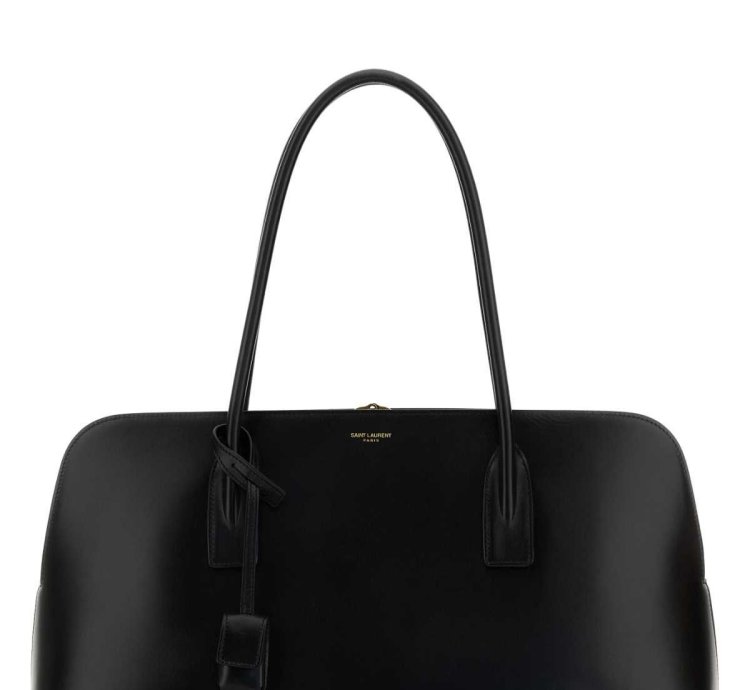 Black Leather Shopping Bag