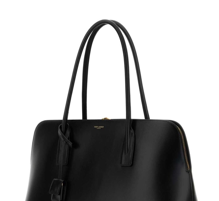 Black Leather Shopping Bag