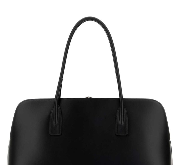 Black Leather Shopping Bag