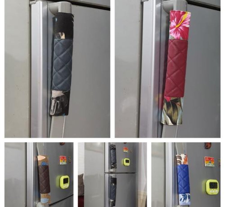Refrigerator Handle Cover Made Of Canvas And Synthetic Leather