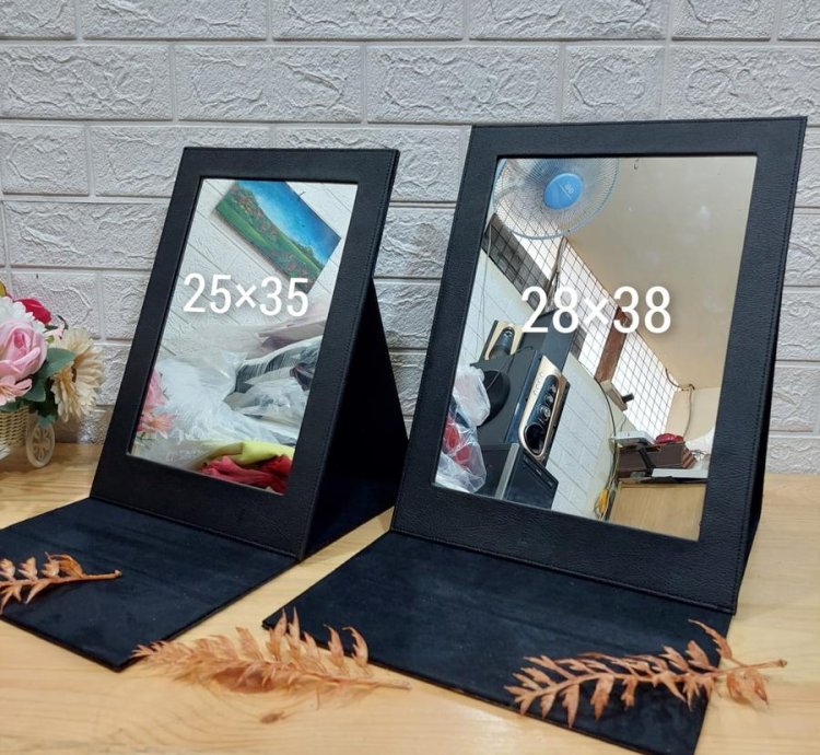 Mirror Makeup Mirror Make Up Folding Book Synthetic Leather Material Sewing Model