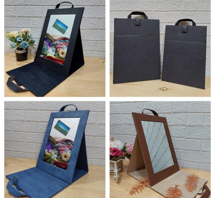 Mirror Makeup Mirror Make Up Folding Book Synthetic Leather Material Sewing Model