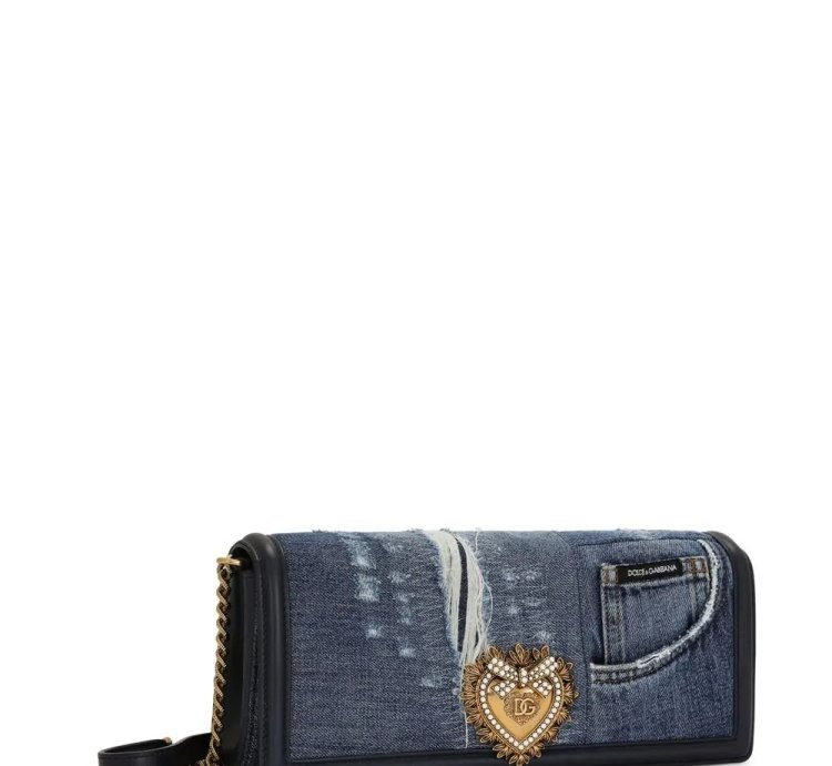 Dolce Gabbana Devotion Patchwork Denim Shoulder Bag