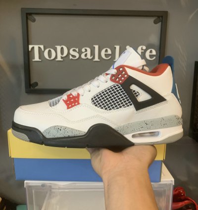 Jordan 4 Retro What The MILITARY BLUE-FIRE RED-BLACK-CEMENT GREY  CI1184-146