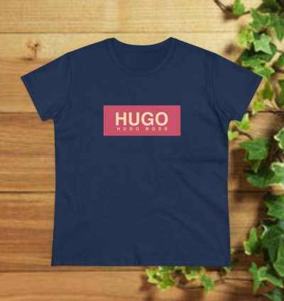 T Shirt Hugo Boss Women Tee Navy Size USA