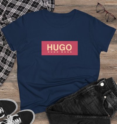 T Shirt Hugo Boss Women Tee Navy Size USA