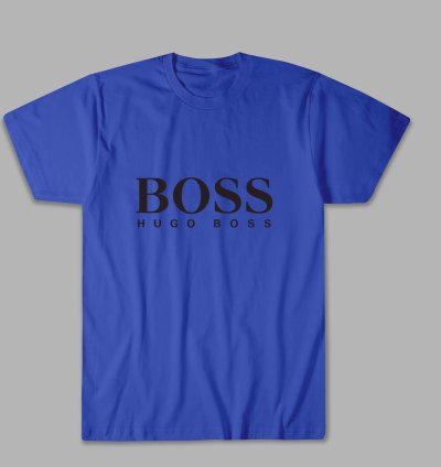 Hugo Boss Logo Unisex Blue T Shirt - Size USA