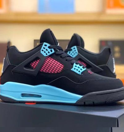 Jordan 4 Retro ' Black Blue Vivid Pink ' Thunder Sneakers