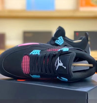 Jordan 4 Retro ' Black Blue Vivid Pink ' Thunder Sneakers