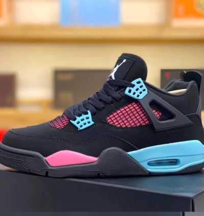 Jordan 4 Retro ' Black Blue Vivid Pink ' Thunder Sneakers