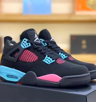 Jordan 4 Retro ' Black Blue Vivid Pink ' Thunder Sneakers