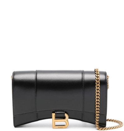 Balenciaga Hourglass Leather Wallet On Chain