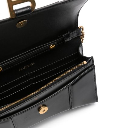 Balenciaga Hourglass Leather Wallet On Chain