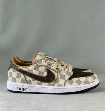 LV x Jordan 1 Low Damier Azur Brown Monogram