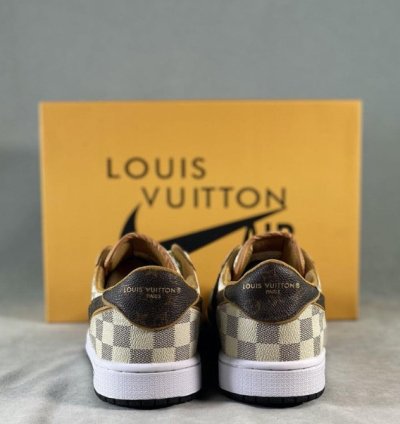 LV x Jordan 1 Low Damier Azur Brown Monogram