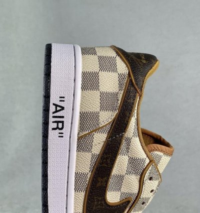 LV x Jordan 1 Low Damier Azur Brown Monogram