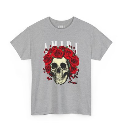 Amiri Rose Skull Sport Grey T-shirt - Size Usa