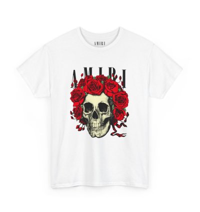 Amiri Rose Skull White T-shirt - Size Usa