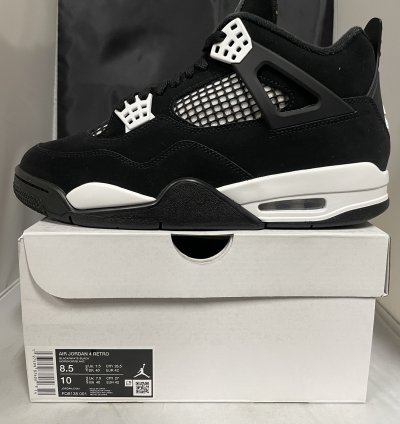 Air Jordan 4 Retro Black White-Black Size 8 5