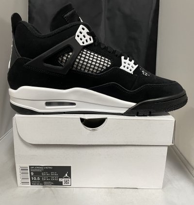 Air Jordan 4 Retro Black White-Black Size 9