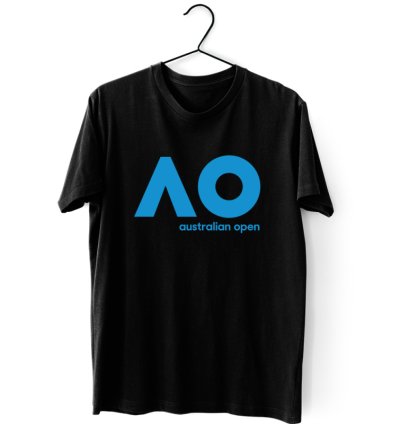Australian Open Tennis Logo Men's Black T-shirt USA Size S to 5XL