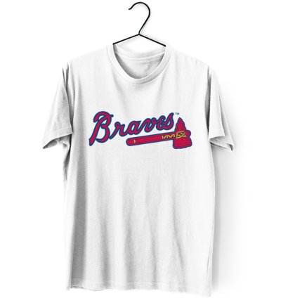 Braves Logo Men's White T-shirt USA Size S to 5XL