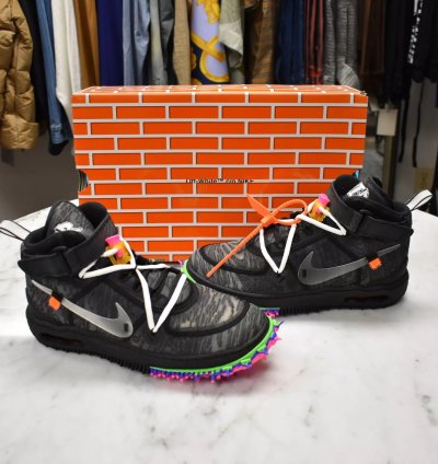 Nike Off White Virgil Abloh Air Force 1 Mid Sneakers Black Clear