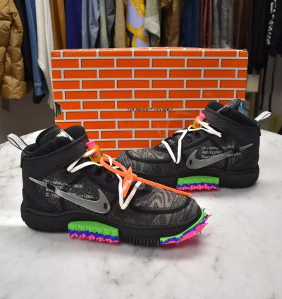Nike Off White Virgil Abloh Air Force 1 Mid Sneakers Black Clear