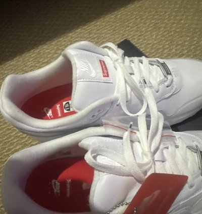 Nike Supreme Air Max 1 87 SP Shoes Triple White HF8813