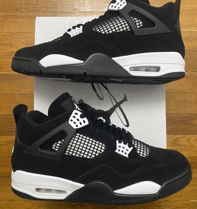Size 12 - Air Jordan 4 Retro White Thunder Black Men