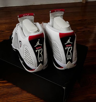 Supreme Jordan 14 black white Red