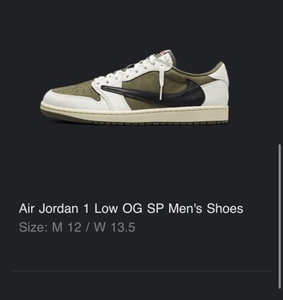 Travis Scott Medium Olive Jordan 1 Retro Low OG SP
