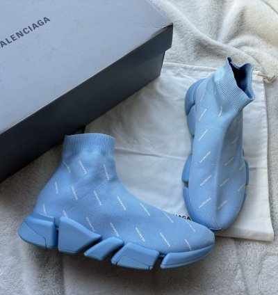 Balenciaga Baby Blue All Over Speed Runners Sneakers