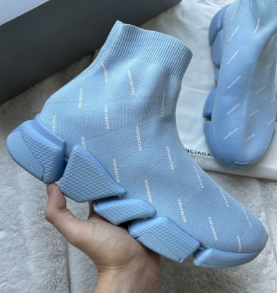 Balenciaga Baby Blue All Over Speed Runners Sneakers