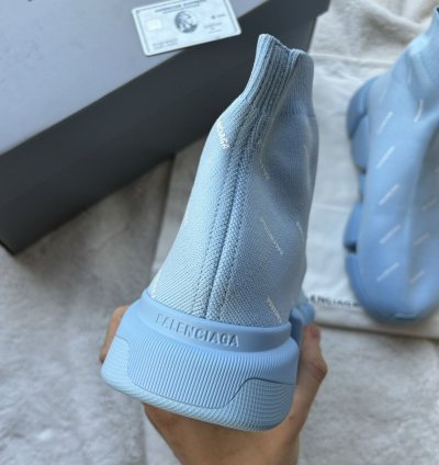 Balenciaga Baby Blue All Over Speed Runners Sneakers