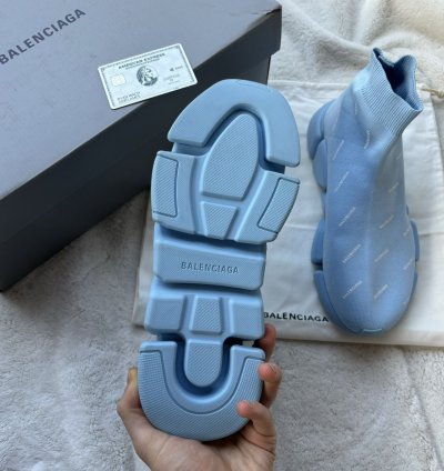 Balenciaga Baby Blue All Over Speed Runners Sneakers