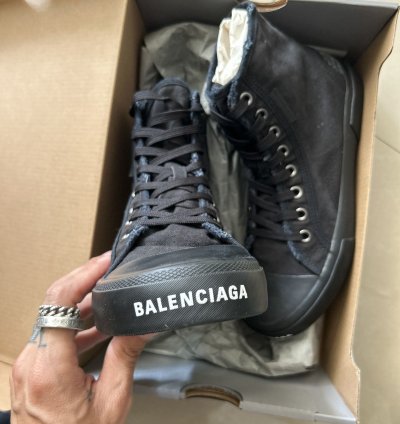 Balenciaga black distress Paris high tops